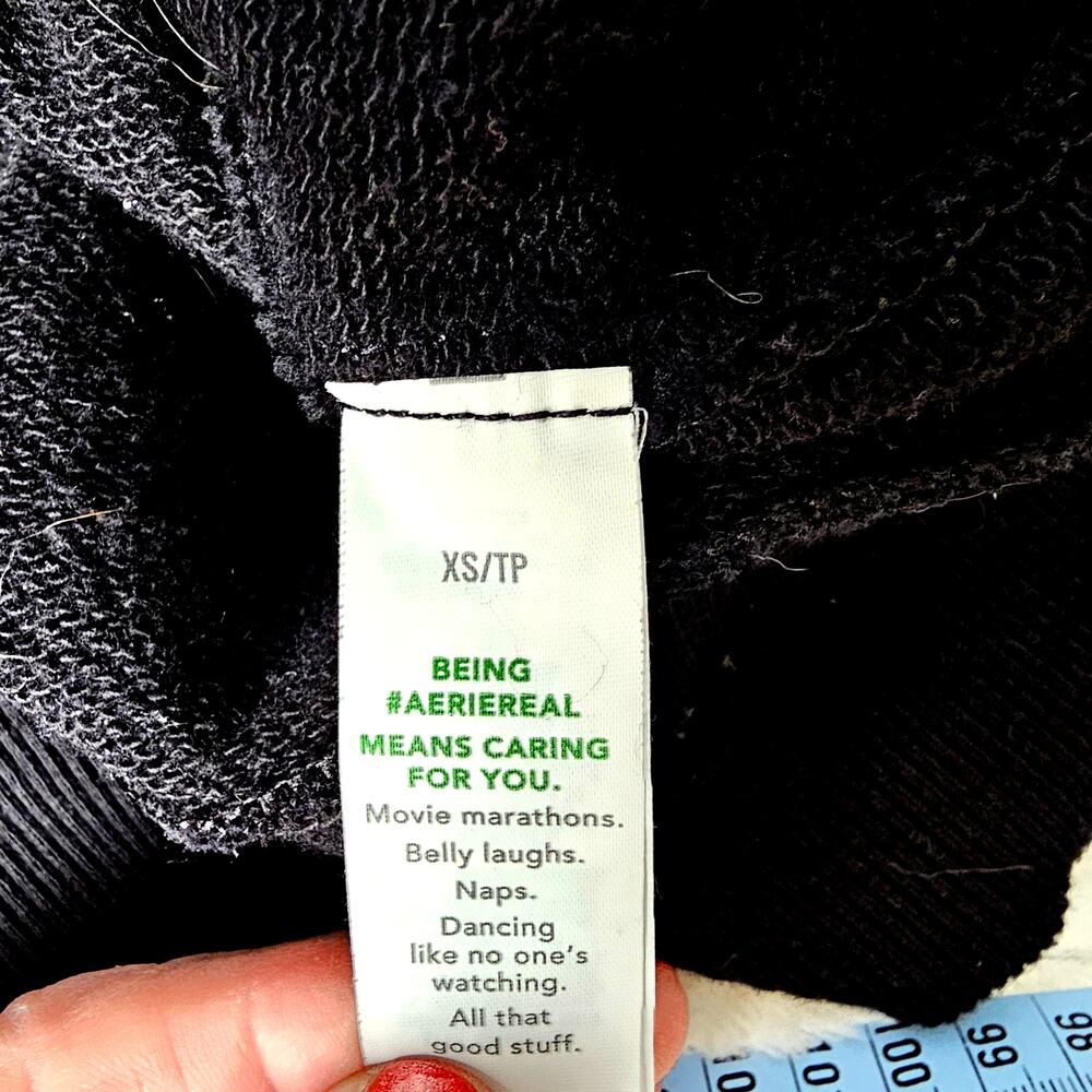 Aerie Black Bow Back Sweatshirt Women’s XS Cozy Fall Loungewear Pullover Top - Picture 10 of 13